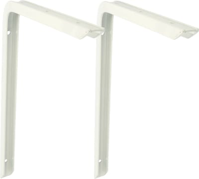 AMIG Plankdrager/planksteun - 2x - aluminium - gelakt wit - H350 x B200 mm - max gewicht 45 kg - boekenplank steunen