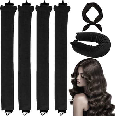 Dailygoods - Krultangen zonder hitte - Hoofdbandrollers - Veilig voor lang haar - Zwart - Perfecte krullen - Ideaal voor 's nachts - Geschikt voor hal...