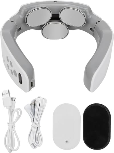 Oneay Oplaadbare nekmassager met 3 massagekoppen – Intelligente cervicale massager voor spierontspanning – Wit