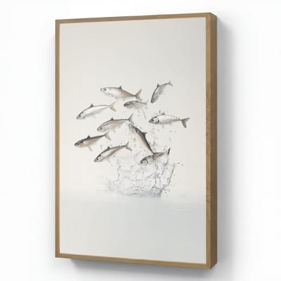 Wandlamp 70x100 cm - Oplaadbaar - Vissen - Water - Wit - Wandlampen binnen woonkamer - Slaapkamer lamp - Decoratieve nachtlamp - Vloerlamp draadloos