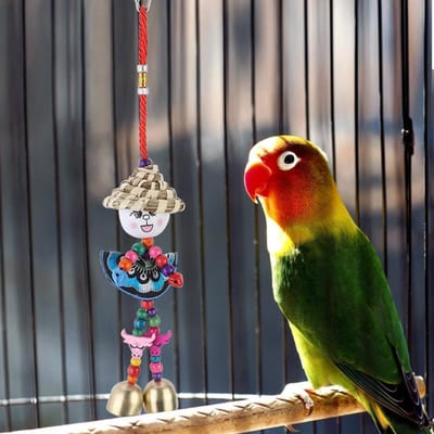 Kleurrijke Papegaai Vogel Hangend Stro Vlechtwerk Pop Schommel Kauwspeeltje Kooi Decoratie Accessoire