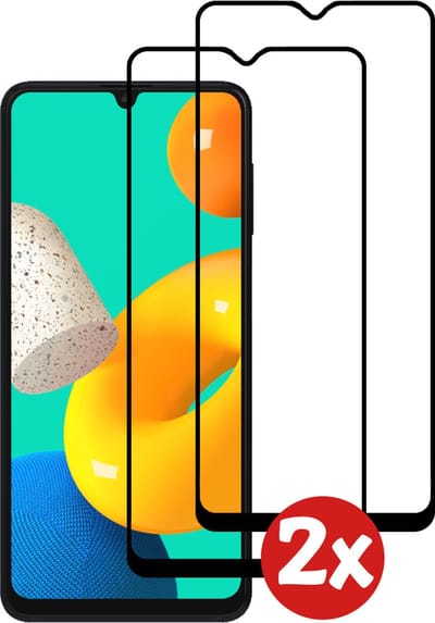 Smartphonica Screenprotector Geschikt voor Samsung Galaxy M32 - Full Cover Tempered Glass with Round Edge - Gehard glas met Afgeronde Hoeken - 2-Pack geschikt voor Samsung Galaxy M32 4G
