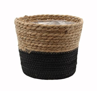 Van der leeden - Pot Seagrass Natural/Black - diameter 14x12 cm