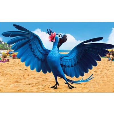 Mosaïque 3D bricolage diamant broderie dessin animé perroquet dansant sur la plage diamant peinture point de croix décoration florale strass 20X30CM blue