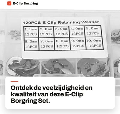 Dailygoods- Borgring Set 120 Stuks - Roestvrij Staal - Externe Borgringen - Borgringen Assortiment - Corrosiebestendig - Transparante Opbergtas - Bevestigingsring