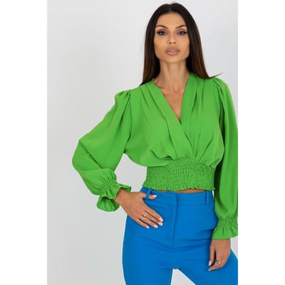Elegant Wrap Blouse - Green / One Size
