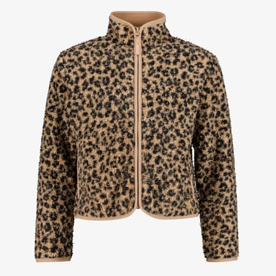 Mountain Peak meisjes outdoor fleece vest met panterprint - Bruin - Maat 116