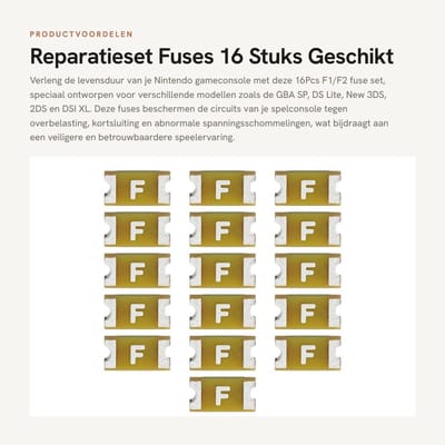 Dailygoods - Reparatieset Fuses - 16 Stuks - Geschikt voor Nintendo GBA SP en DS Lite - Elektronica Accessoires - Voor 3DS 2DS DSI XL - Inclusief dive...