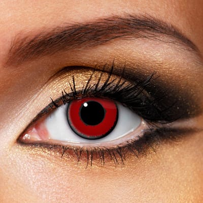 Partylens® rode kleurlenzen - Voldemort - combi-set zachte jaarlenzen met vloeistof & lenshouder - Halloween - Cosplay