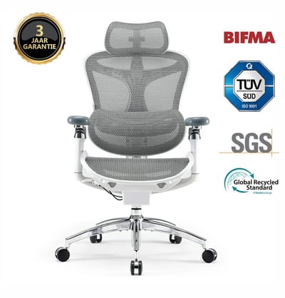 SIHOO Doro C300 Pro Ergonomische Bureaustoel - 5D Armleuningen, Zelfaanpassende Lendensteun, Mesh Rugleuning - Tot 150kg - 3 Standen Verstelbaar (92°/100°/112°) - BIFMA/TÜV Gecertificeerd - 77x67x127cm——Wit
