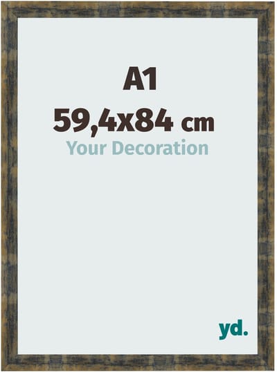 Your Decoration - Fotolijst A1 59,4x84 cm - MDF - Blauw Goud Gemeleerd - Pisa