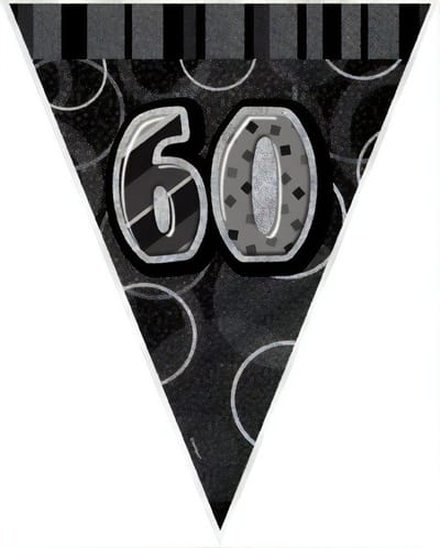 UNIQUE - Zwart-grijze vlaggenlijn 60 jaar - Decoratie > Slingers en hangdecoraties
