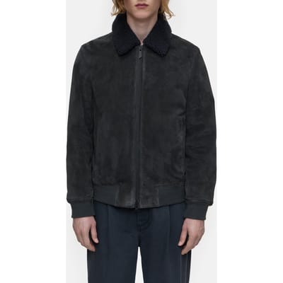 Closed Leather Jacket Shadow Blue Size: S | Bomber Jackets Outlet | Heren | Zwart