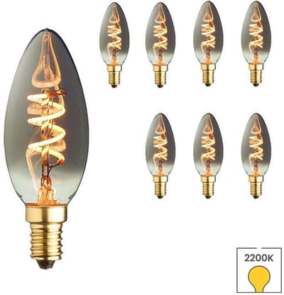 Lybardo - E14 LED Lamp - 8-pack - Kaarslamp - 1.2W - 2200K Extra Warmwit Licht