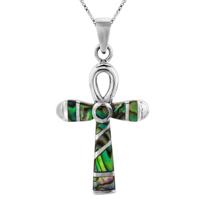 WeLoveSilver - Zilveren ketting met kruis - Abalone hanger - 925 zilver