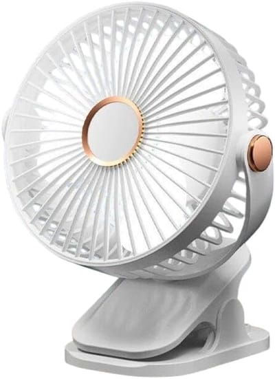 Stille USB-ventilator - Mini bureauventilator, 5 windsnelheden, 360° draaibaar - Kleine wandventilator, geschikt voor kantoor, thuis en op de camping - Wit - 1 stuk