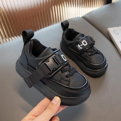 Kindersportschoenen Zachte zool Comfortabel Herfst en Winter Nieuwe Meisjesschoenen Koreaanse Versie Warme Jongens Trendy Casual Schoenen 36 black