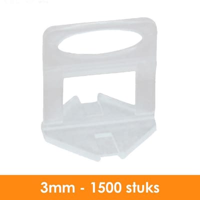 Fixfine - 3mm Tegel Levelling Clips – Tegel Dikte 3-13mm – 1500 stuks - Tegel nivelleersysteem -de favoriet van de professional