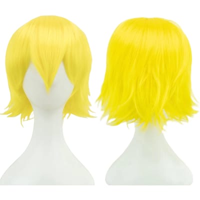 Synthetisch Unisex 12 Inch Kort Cosplay Haar Feest BOB Pruiken met Pony Roze Blond Oranje Halloween Kostuum Lolita Pruik 12inches yellow