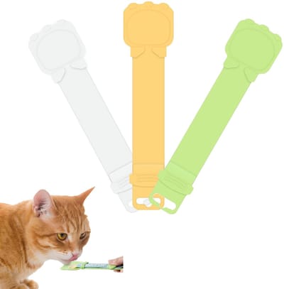 Dailygoods- Kattenlepel 3 Stuks - Lekvrije Voederlepels - Mini-Spatel voor Natvoer - Lange Handgreep - Hoogwaardig Kunststof - Eenvoudig te Gebruiken - Voederlepel