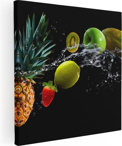Artaza Canvas Schilderij Ananas - 30x30 cm - Klein - Wanddecoratie Keuken - Muurdecoratie Fruit - Schilderijen Op Canvas