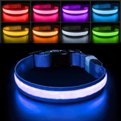 LED hondenhalsband oplaadbaar - 7 kleuren en 9 lichtmodi - waterdicht en verstelbaar - SnelShoppen