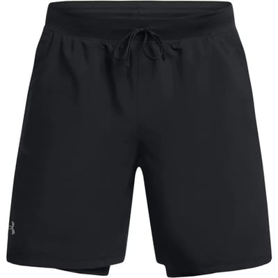 Under Armour UA LAUNCH 7'' 2-IN-1 SHORTS-BLK Heren Sportbroek - Zwart - Reflecterend