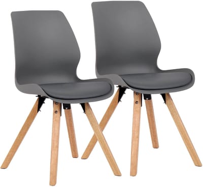 CLP Luna Set van 2 Eetkamerstoel - Modern - Rugleuning - 136 kg - Kunststof/grijs