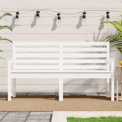 Tuinbank Hout - Buitenbank Zitbank - Ontspannen Buiten Zitten - Massief Grenenhout - 1595 x 48 x 915 cm - Wit