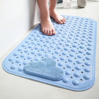 Antislip Douchemat 80 x 50 cm met Zuignappen - Comfortabele Massage en Machinewasbaar - Blauw