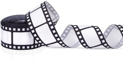 Dailygoods- Filmstriplinten 9,1 m - Decoratie lint - Vintage filmstripdesign - Polyester - Zwart/wit - Retro charme - Decoratielint