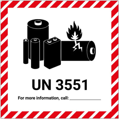 UN 3551 batterij sticker | 10 x 10 cm