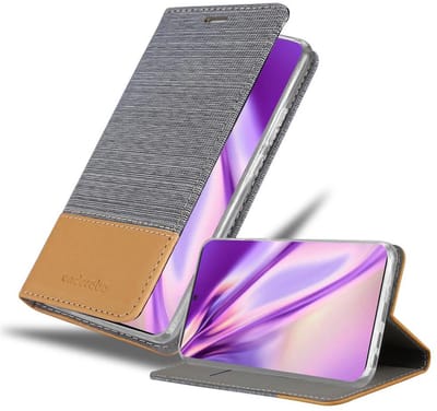 Cadorabo Hoesje geschikt voor Samsung Galaxy NOTE 20 PLUS in LICHTGRIJS BRUIN - Beschermhoes met magnetische sluiting, standfunctie en kaartvakje Book Case Cover Etui