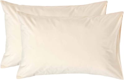 Homescapes Kussensloop 50x75 cm Set van 2 – Crème – 100% Egyptisch Perkal Katoen – 200 TC