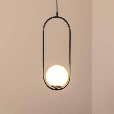 Opviq Hanglamp Mudoni, zwart/wit, glas, metaal, E27