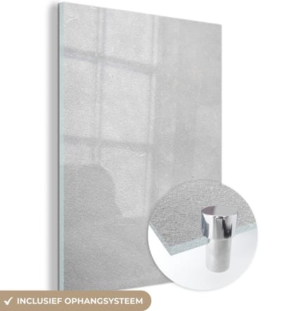 MuchoWow® Glasschilderij 120x160 cm - Schilderij acrylglas - Leer - Structuur - Lederlook - Grijs - Foto op glas - Schilderijen