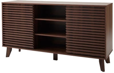 CALICOSY - Buffet met 2 schuifdeuren, facades met groefhout effect, L140 cm - FRIBOURG