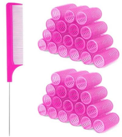 18Pcs Self Grip Haar Rollers Met Kleine Kam Hitteloze Kruller Pro Salon Diy Kappers Krulspelden Gereedschap Voor Lange Medium Korte Haar