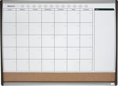 Nobo combibord, kurk en magnetische whiteboard maandplanner, ft 58,5 x 43 cm 6 stuks