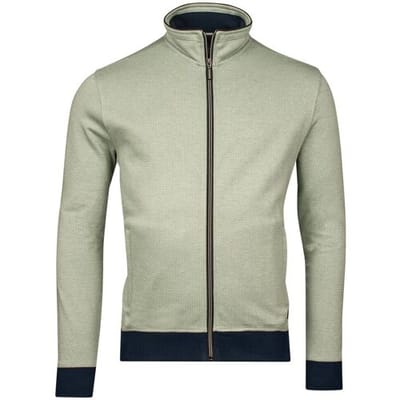 Baileys Vest Sweat Cardigan Zip Yarn Dyed Jacquard Doubleface Interlock Pastel Groen / male