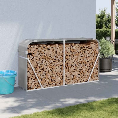 vidaXL - Haardhoutopslag - 180x45x100 - cm - gegalvaniseerd - staal - lichtgrijs