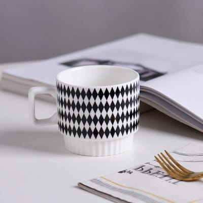 Nordische Eenvoudige Zwart-Witte Hepburn Stijl Keramische Stapelbare Beker Stippen Mok Kantoor Waterbeker Koppelsbeker Hoge Uitstraling 301-400ml
