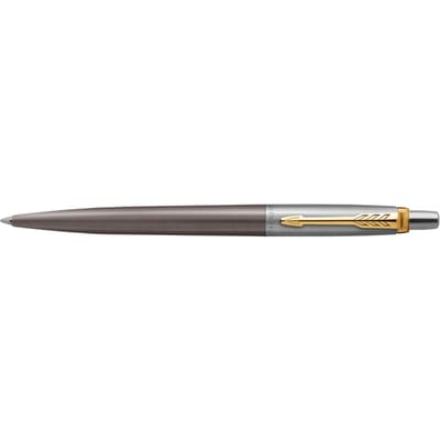 Parker Jotter Ballpoint Pen | Grey Lacquer with Gold Trims | Medium Point | Blue Ink Refill | Gift Box