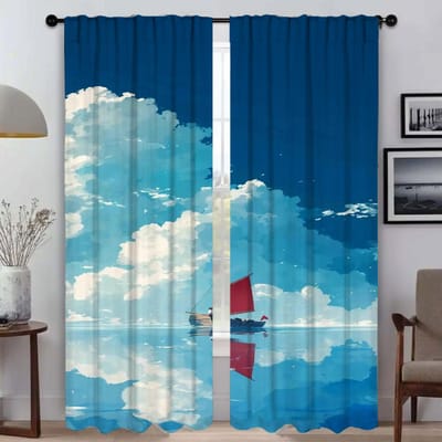 Elegante Kamergordijnen voor Camera Beauty Scenery Raamgordijn voor Kamer 2 Panelen Home Interieur Gordijnen Scheidingsschermen Woonkamer W50xH70cmx2pcs-CL