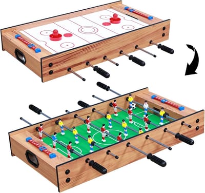 2-in-1 Mini Voetbal en Airhockey Tafel voor Gezinnen, Interactief Spel voor Kinderen en Ouders, Perfect voor Gezellige Avonden