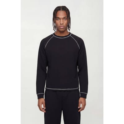 Oversized Boxy T-shirt Met Contrasterende Stiksels En Raglanmouwen Lange Mouw | Black | Size XS