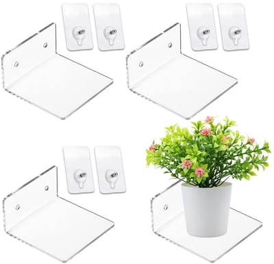 Wandplanken van transparant acryl, 2 stuks, wandrek van acryl, transparante badkamerplanken, zelfklevend, wandplanken zonder boren, voor woonkamer