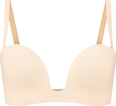 Diep uitgesneden strapless bh, beige XXL
