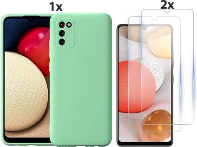 Hoesje Geschikt Voor Samsung Galaxy A42 5G Hoesje Soft Nano Silicone Backcover Gel Turqoise Met 2x Glazen Screenprotector