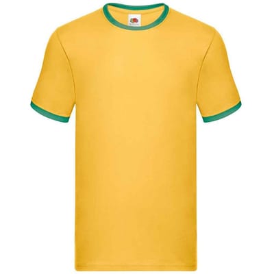 Fruit of the Loom Heren Ringer Contrast T-shirt (Zonnebloem/Kelly Green)